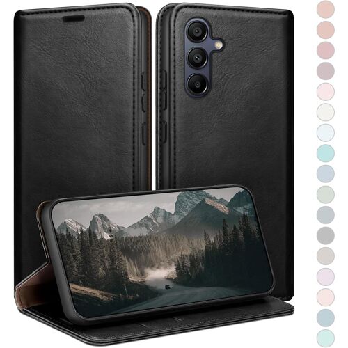 SJZG-Coque Pour Samsung Galaxy A35 Avec Rfid Blocage Etui À Rabat En Cuir De Premium,Fentes Pour Cartes,Coques De Case,Cover À Rabat Pour Samsung A35 Portefeuille Le Noir