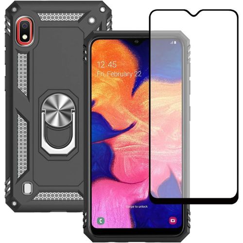 Coque Pour Samsung Galaxy A10 Et Verre Tremp¿¿ D'¿¿Cran Protecteur, Silicone Antichoc D¿¿Fense Bumper Armure Housse Etui Pour Samsung Galaxy A10 (Noir)