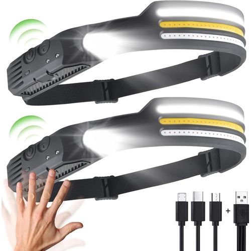 2 Pcs Lampes Frontales Lampe Frontale Rechargeable Led Ultra Puissante Lampe Frontale Course À Pieds Running Rechargeables Pile Lumiere Torche Usb Trail A Pied Bandeau Etanche Light Enfant Headlight