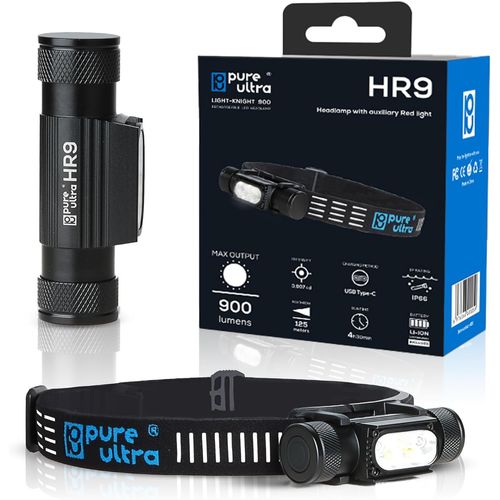 Lampe Frontale Led Hr9 - 900 Lumens, Rechargeable Par Usb-C, Étanche Ip66, Ultra Légère, Modes Lumière Rouge, 300 Heures D'autonomie - Idéale Pour L'extérieur, Le Camping Et La Randonnée[Z1595]