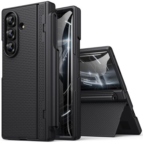 Pour Samsung Galaxy Z Fold 7 Coque Avec Porte-S Pen, Protection D'écran Avant, Slim Avec Support, Protection De Charnière, Antichoc Fine Étui, Case De Protect Pour Samsung Z Fold7 2025, Noir