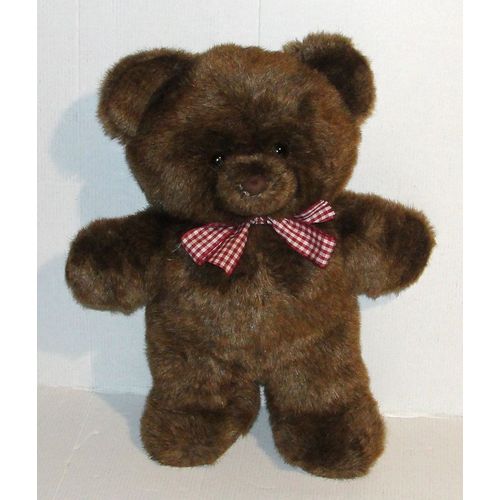 peluche ours marron nounours noeud papillon vichy bordeaux