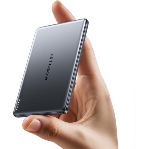 Movespeed Magsafe Power Bank, Powerbank De 5000mah, Petite Powerbank Magnétique, Chargeur Portable Sans Fil Ultra Slim Magsafe Battery, Compatible Avec Iphone 16/15pro Max Galaxy S25 (Gris Spatial)
