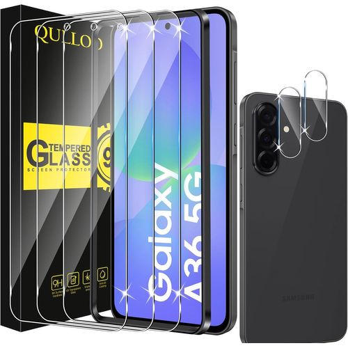 Verre Trempé Pour Samsung Galaxy A36 5g, 3 Pièces Protecteur D'écran Et 2 Pièces Caméra Arrière Protecteur, 9h Dureté Film Protection Écran Hd Clarté Anti Rayures Vitre Protection