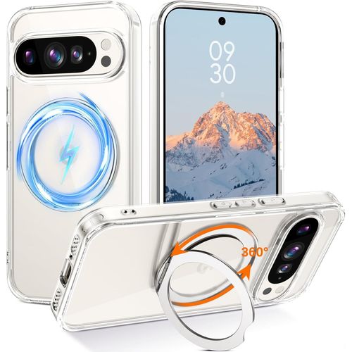 Coque Magnétique Pour Google Pixel 10/10 Pro Magsafe Compatible Avec Support Anneau Intégré De Protection Antichoc,Etui Rotatif Anti-Poussière Housse Case Google Pixel 10 Pro/10-Transparent[Z2137]