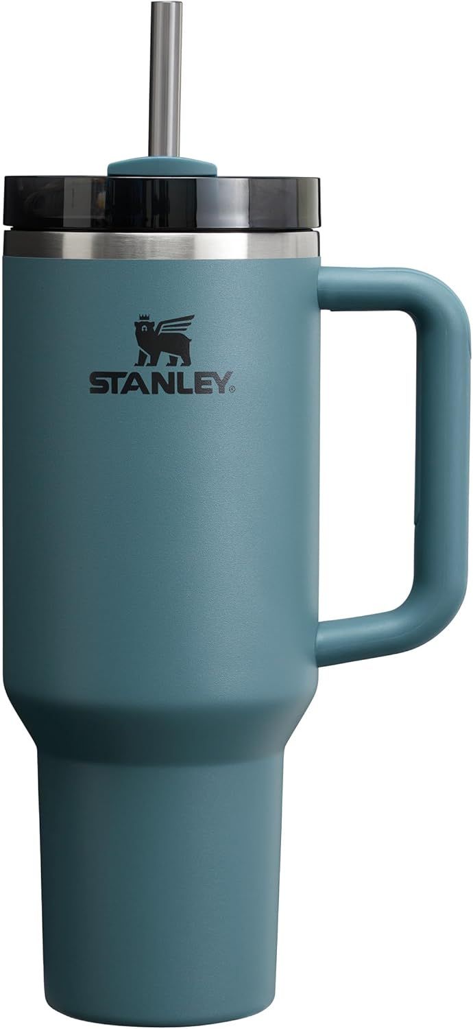 Double Paroi Mug Isotherme 410ml Avec Paille - Acier Inoxydable - - Poignée - Bleu Clair Tasse Voyage Paille