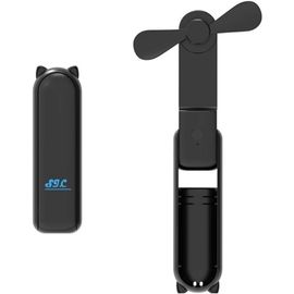 Mini ventilateur portable, ventilateur portable à batterie, ventilateur de bureau silencieux petit, ventilateurs portables de bureau, Powerbank ventilateur rechargeable porte type C (Noir)