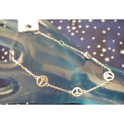 Bracelet En Argent Peace And Love Taille 18 Cm