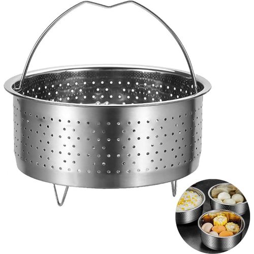 KALANKA-Panier Vapeur, Acier Inoxydable Insert Vapeur, Inoxydable Légumes Panier Vapeur, avec Poignée Et Base Tripode, Convient Aux Mijoteuses, Poêles à Frire Et Cuiseurs à Riz (17.5cm)