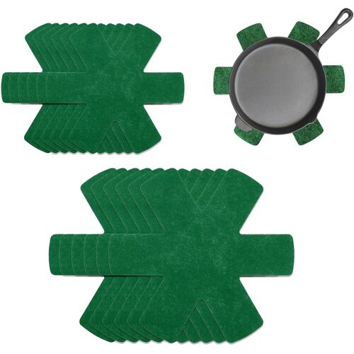 JEXNOVASHOP-Lot de 12 Séparateurs de Casseroles et Pôeles - Anti Rayures, Organisateurs, Protection, Vert Foncé,Protege Poele,Protege Casserole et Poele,Protection Casserole et Poele
