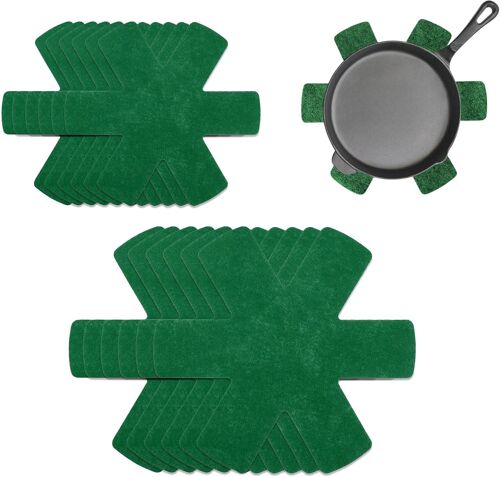 JEXNOVASHOP-Lot de 12 Séparateurs de Casseroles et Pôeles - Anti Rayures, Organisateurs, Protection, Vert Foncé,Protege Poele,Protege Casserole et Poele,Protection Casserole et Poele