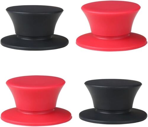 Jexnovashop-Lot De 4 Boutons De Couvercle De Casserole En Silicone Sans Bpa Et Résistants À La Chaleur Universels Pour Mijoteuses, Poêles, Ustensiles De Cuisine (Noir Et Rouge)