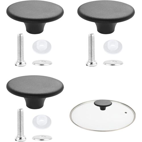 Jexnovashop-3 Jeux De Poignées De Couvercle En Verre Avec Vis, Capuchons De Couvercle Antidérapants Et Anti-Brûlure, Pièces De Rechange Pour Boutons De Couvercle, Adaptés Aux Casseroles Et Ragoûts.