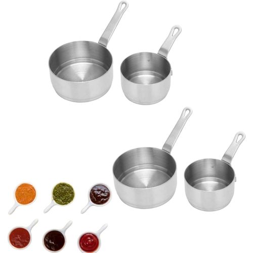 Kalanka-Mini Casserole En Acier Inoxydable, 4 Tasses À Sauce Petite Casserole Multifonction, 2 Tasses À Sauce, Casserole Avec Poignée, Conception De Poignée Empilable Adaptée Aux Banquets Et Aux Piqu