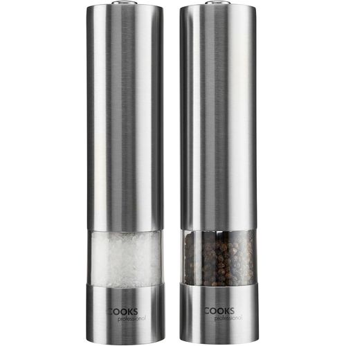 KALANKA-Ensemble moulin à poivre & sel professionnel à piles avec type de mouture réglable - Moulin à condiments facile à remplir à 1 main acier inoxydable