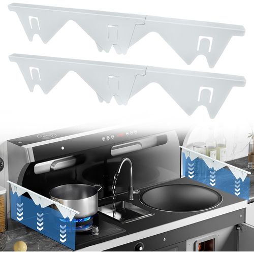 Kalanka-Lot De 2 Housses De Cuisinière À Gaz En Acier Inoxydable, Bande De Jonction Rétractable Pour Plan De Travail, Longueur 36   72 Cm, Résistant À La Chaleur Entre La Cuisinière Et Le Comptoir