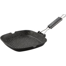 KALANKA-Gli Speciali Gamme Pressofuso Poêle Grill en Aluminium et intérieur en Marmotech, 26 cm x 26 cm, Noir moucheté