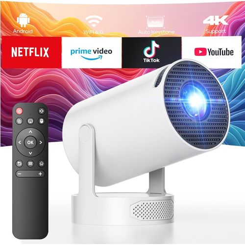 [App Intégrée Et Haut-Parleurs] Projecteur Video 2025 Rétroprojecteur Supporte 4K 1080P Videoprojecteur Portable Wifi 6 Bt 5.0 220° Rotation Mini Projector Compatible Hdmi/Tv Stick/Usb/Ps5