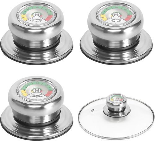 Kalanka-3 Pièces Boutons De Couvercle De Casserole Avec Thermomètre Poignée De Couvercle En Verre Boutons De Couvercle De Pot Poignée Couvercle Casserole Bouton De Couvercle De Casserole Pour Poêle M