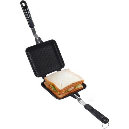 KALANKA-Poêle à Sandwich, Poêle à Frire Double Face Antiadhésive en Aluminium, Compacte 35x15 cm, Gaufrier avec Poignée Résistante à la Chaleur, pour Petit-Déjeuner et Snacks à la Maison