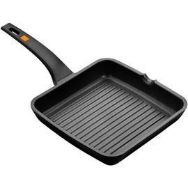 KALANKA-Efficient | Rôtissoire grill à rayures, en fonte d'aluminium avec revêtement antiadhésif, tous feux dont induction, sans PFOA, noir, 22 x 22 cm