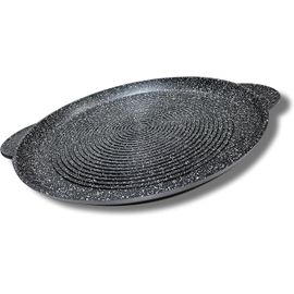 KALANKA-® Plancha/Grill/Galetière Ronde Façon Pierre Induction revêtement Antiadhésif (XXL 36,5CM)