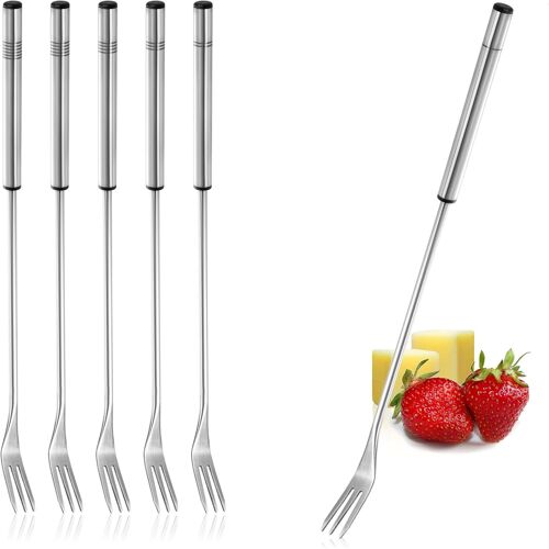 KALANKA-Com-Four Service à fondue (chocolat ou fromage) en acier inoxydable 6-teilig Fondue Gabeln m. Edelstahlgriff