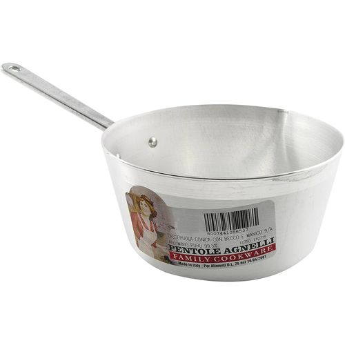 Kalanka-Pentole Agnelli Casserole Conique Avec Bec Verseur, En Aluminium Bltf, Dotée D'une Poignée En Acier Inoxydable - Argenté 22 Cm Argent