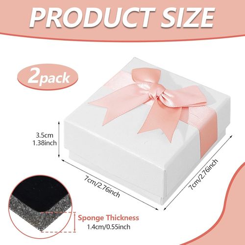 Kalanka-Lot De 2 Petites Boîtes Cadeaux Avec Couvercles, Emballage Cadeau Pour Bijoux, Boucles D'oreilles, Bracelets, Bagues, Colliers, Cadeaux Pour Femmes, Anniversaires, Mariages, Anniversaires, No