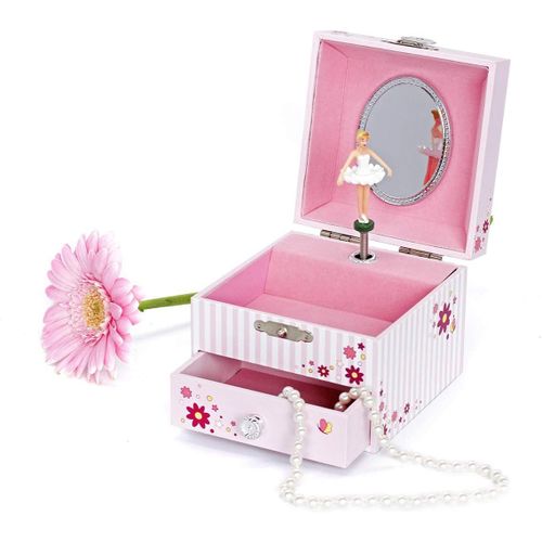 Trousselier - Ballerine - Boîte À Bijoux Musicale - Idéal Cadeau Jeune Fille - Phosphorescent - Brille Dans La Nuit - Musique Invitation À La Danse - Colori Rose
