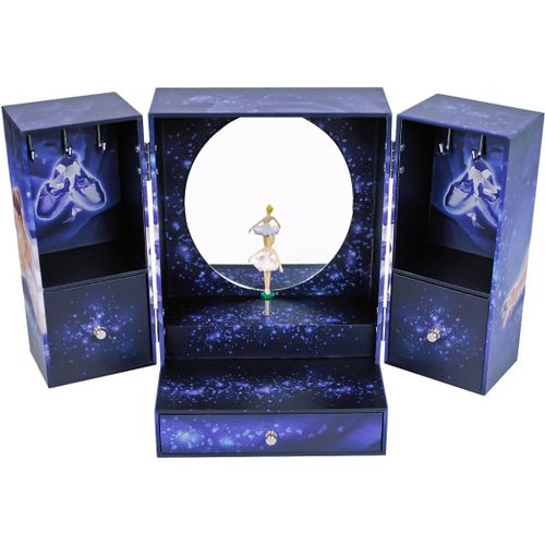 Boite a Musique Fille Ballerine - Boîte à Bijoux Musicale - Idéal Cadeau Jeune Fille - Coffret Bijoux Fille - Brille dans la nuit - Musique Nocturne de Chopin