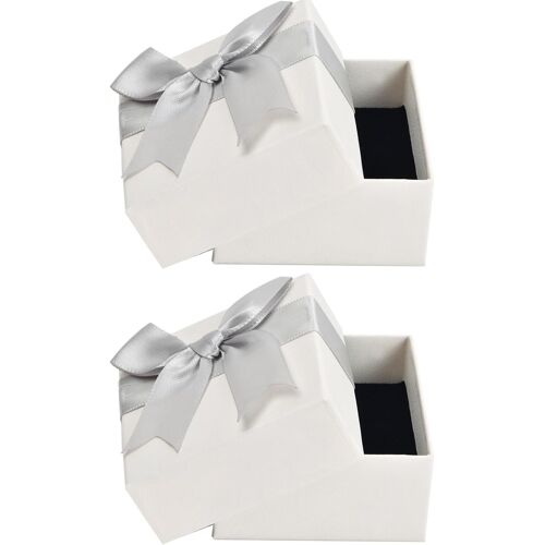 Kalanka-2 Pcs Petit Boite Cadeau, Boite Bijoux Cadeau Carré, Ecrin Bijoux Avec N?Ud, Coffrets Cadeaux Bague Vide, Couvercle Boîtes Cadeaux Pour Pendentif, Boucle D'oreille, Collier Bague