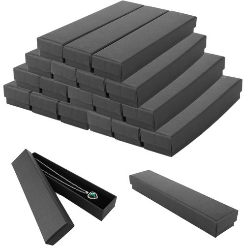 Boîte à bijoux en carton avec éponge, 20 pièces, boîte à bijoux rectangulaire, boîte à bijoux noire pour bracelets et colliers