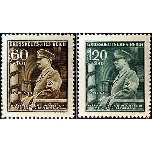 Tchécoslovaquie, Occupation Allemande - Bohème Moravie 1944, Très Beaux Timbres Neufs** Luxe Yvert 115 Et 116, 55ème Anniversaire Chancelier Hitler.
