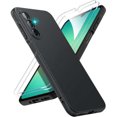 AEFJ-Coque Compatible avec Samsung Galaxy A26 5G et 2 Pièces Verre Trempé Protecteur d`écran, Étui de Protection Antichoc Housse Silicone TPU Case - Nior