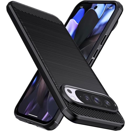 Coque Pour Google Pixel 9 / Coque Pixel 9 Pro, Premium Tpu Souple+Fibre De Carbone Housse Coque Pixel 9 Pro Antichoc, Anti-Rayures, Anti-Dérapante, Etui De Protection Coque Pixel 9,Noir
