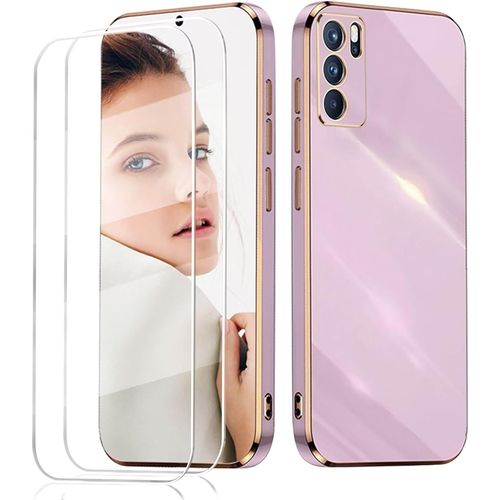 Coque Tpu Anti-Choc Ultra-Fine Pour Oppo A16 / A16s / A54s + Lot De 2 Verres Trempés 9h (Violet)