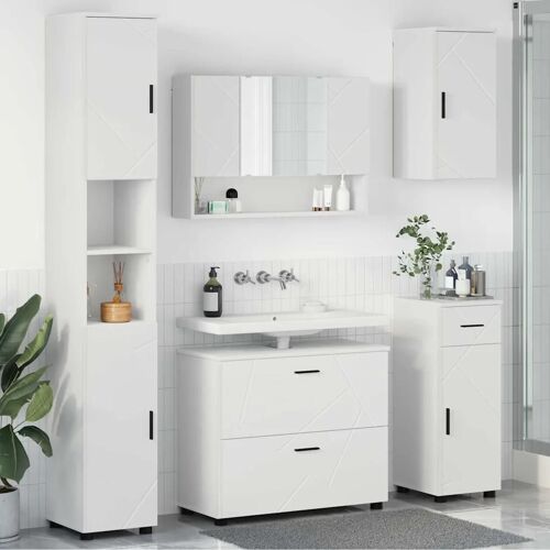 vidaXL Ensemble de mobilier de salle de bain avec tiroir 5 pcs Blanc