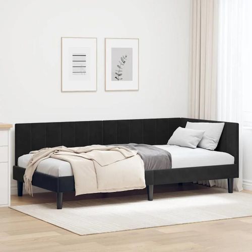 Vidaxl Cadre De Lit D'angle Avec Tête De Lit Noir 90 X 190 Cm Velours
