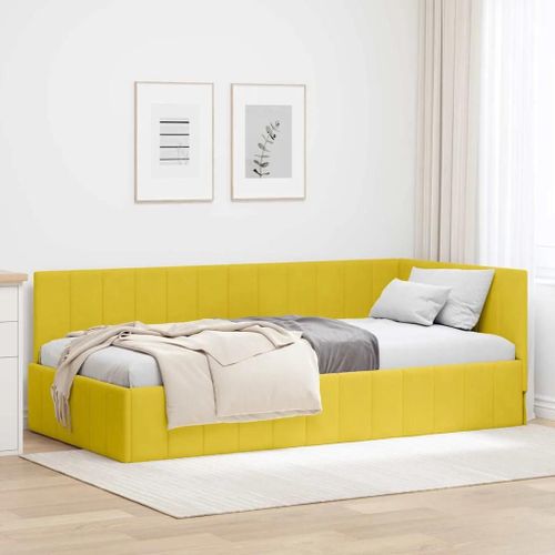 Vidaxl Cadre De Lit D'angle Jaune 100 X 200 Cm Velours