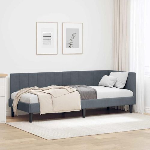 Vidaxl Cadre De Lit D'angle Gris Foncé 80 X 200 Cm Velours