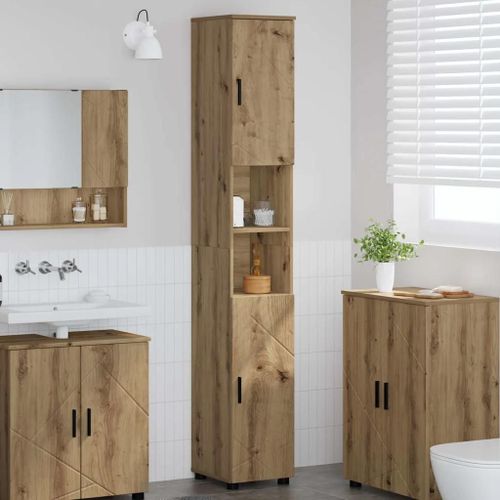 Vidaxl Meuble De Salle De Bain Haut Chêne Artisanal 30 X 35 X 192 Cm
