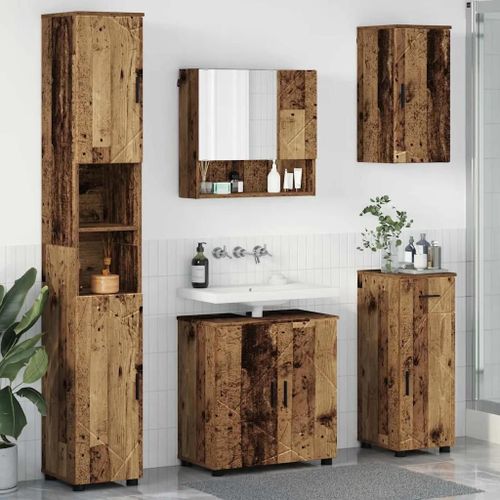 Vidaxl Ensemble De Mobilier De Salle De Bain 5 Pcs Bois Ancien