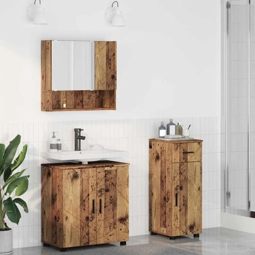 Vidaxl Ensemble De Mobilier De Salle De Bain 3 Pcs Bois Ancien