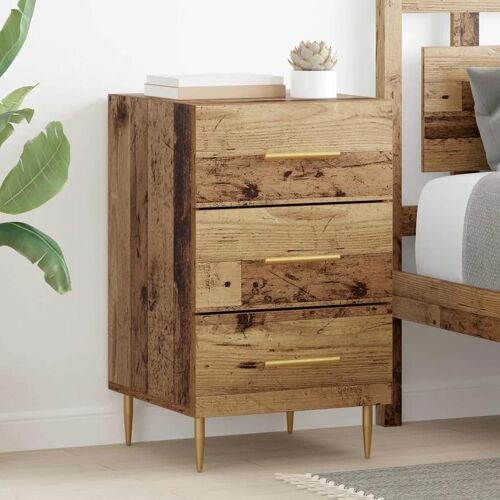 Cabinet de chevet avec tiroir Bois ancien Bois d'ingénierie