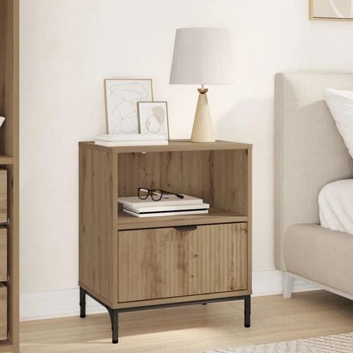 Vidaxl Table De Chevet Avec Tiroir Chêne Artisanal 49 X 36 X 61 Cm