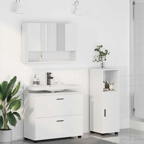vidaXL Ensemble de mobilier de salle de bain avec tiroir 3 pcs Blanc