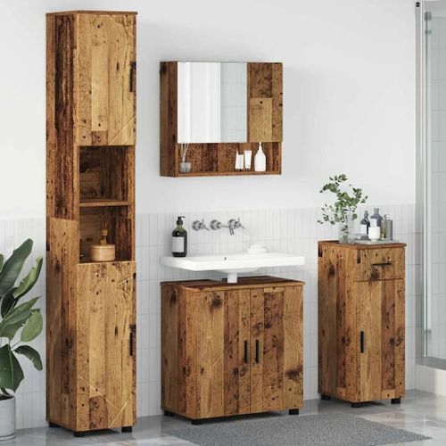 Vidaxl Ensemble De Mobilier De Salle De Bain 4 Pcs Bois Ancien