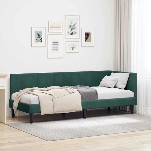 Vidaxl Cadre De Lit D'angle Vert Foncé 80 X 200 Cm Velours