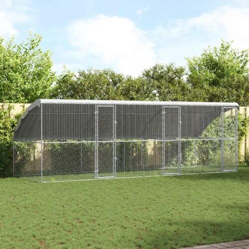 Vidaxl Cage À Poules Argent 600 X 200 X 198.5 Cm Acier Galvanisé